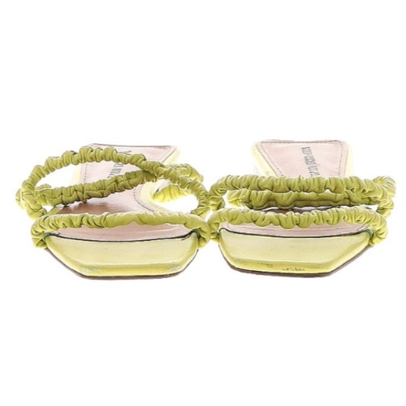 Lime Green Ruffled Slide Sandals Size 8 - Picture 1 of 2